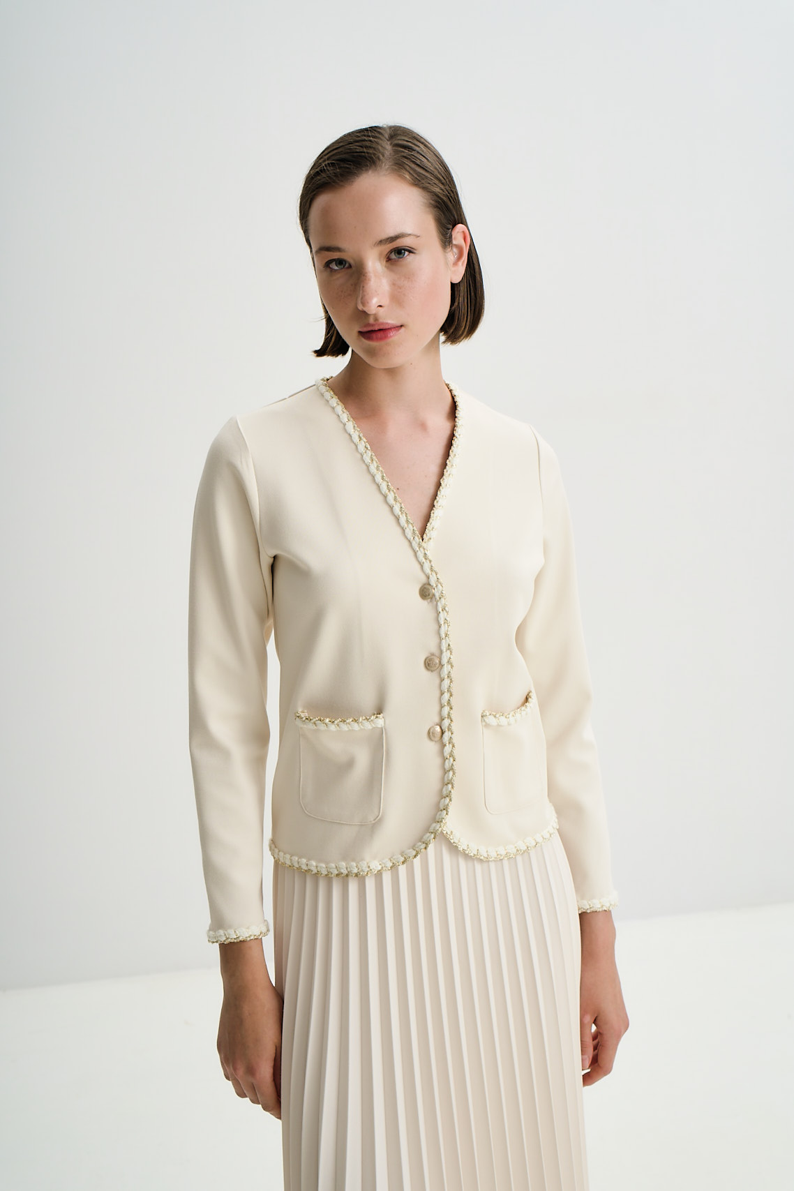 Ζακέτα Ve με πλεξούξα cream (1)