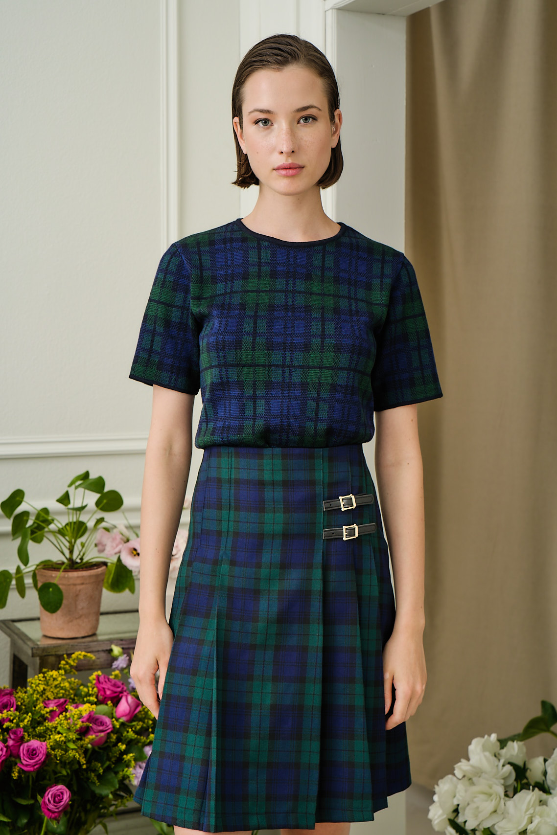 Μπλούζα tartan από merino μαλλί (1)